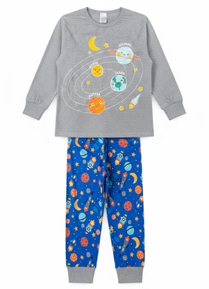 Atelie da Crianca - Pijama Infantil Masculino Planetas Cinza - ATELIE DA CRIANCA