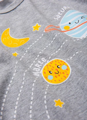 Atelie da Crianca - Pijama Infantil Masculino Planetas Cinza - ATELIE DA CRIANCA