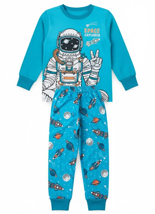 Atelie da Crianca - Pijama Infantil Masculino Trator Azul