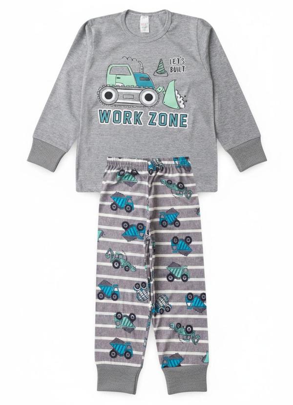 Atelie da Crianca - Pijama Infantil Masculino Trator Cinza