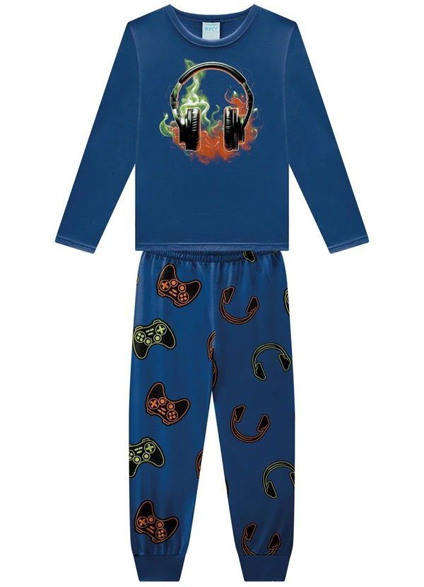 Kyly - Pijama Infantil Menino Brilha no Escuro Azul