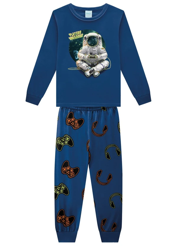 Kyly - Pijama Infantil Menino Brilha no Escuro Azul