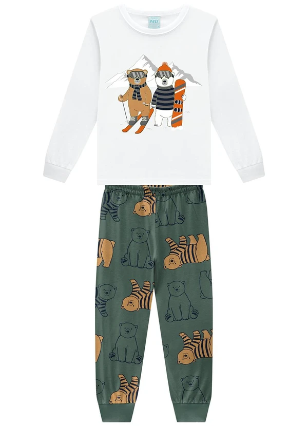 Kyly - Pijama Infantil Menino Brilha no Escuro Branco