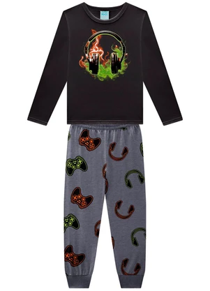 Kyly - Pijama Infantil Menino Brilha no Escuro Cinza - KYLY