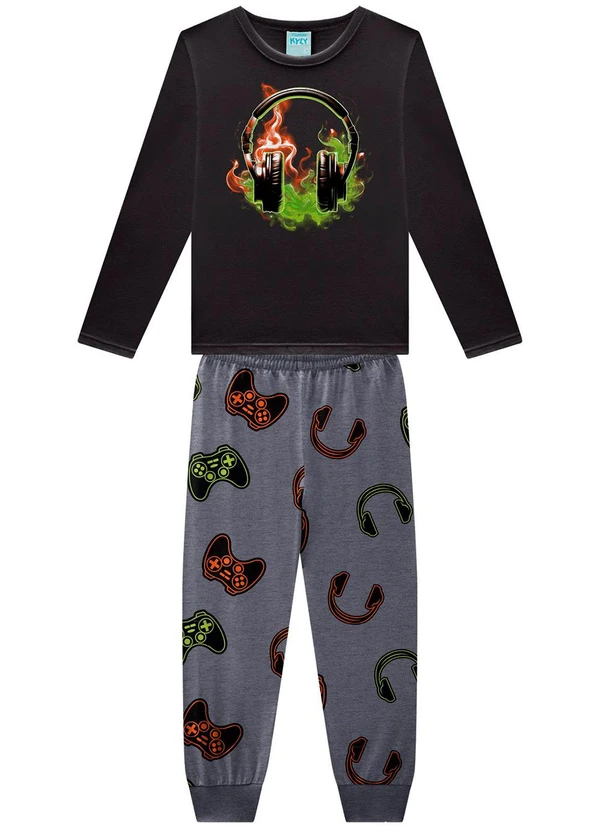 Kyly - Pijama Infantil Menino Brilha no Escuro Cinza 2
