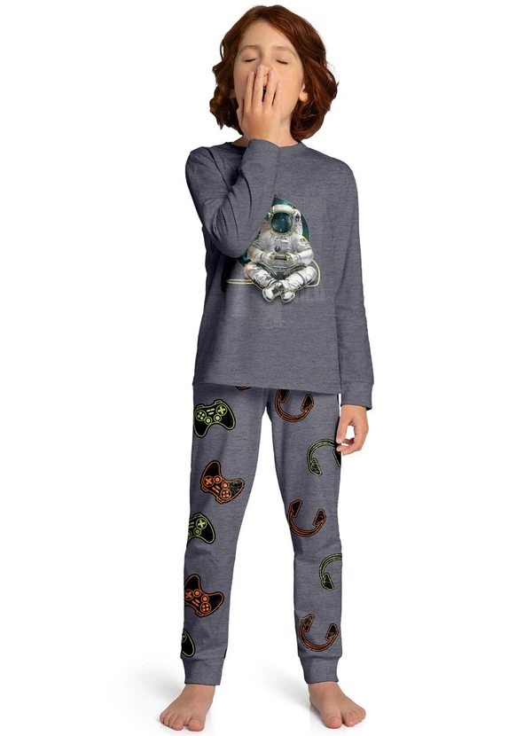 Kyly - Pijama Infantil Menino Brilha no Escuro Cinza 1
