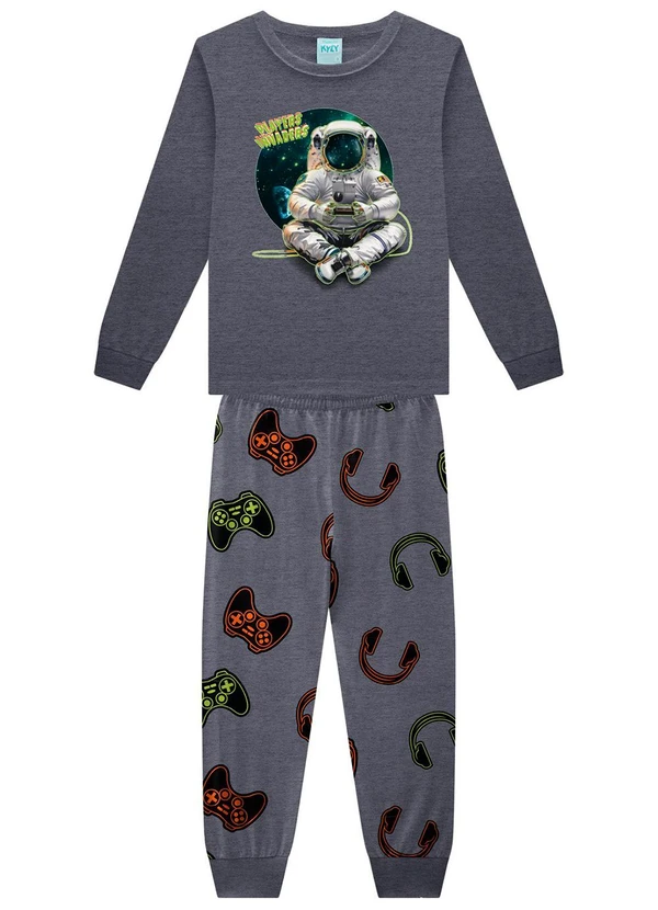 Kyly - Pijama Infantil Menino Brilha no Escuro Cinza 2