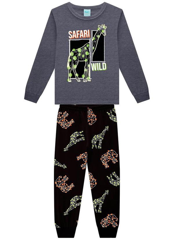Kyly - Pijama Infantil Menino Brilha no Escuro Cinza