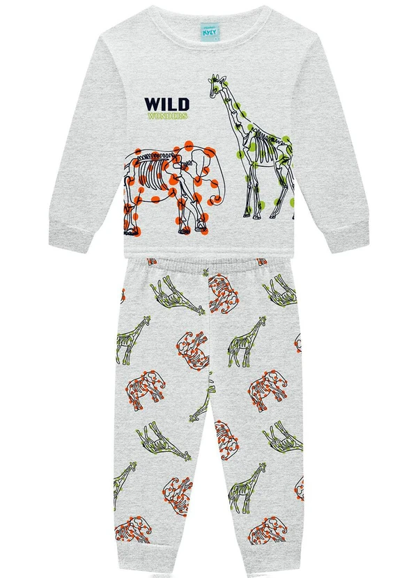 Kyly - Pijama Infantil Menino Brilha no Escuro Cinza 2