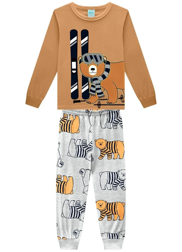 Kyly - Pijama Infantil Menino Brilha no Escuro Marrom