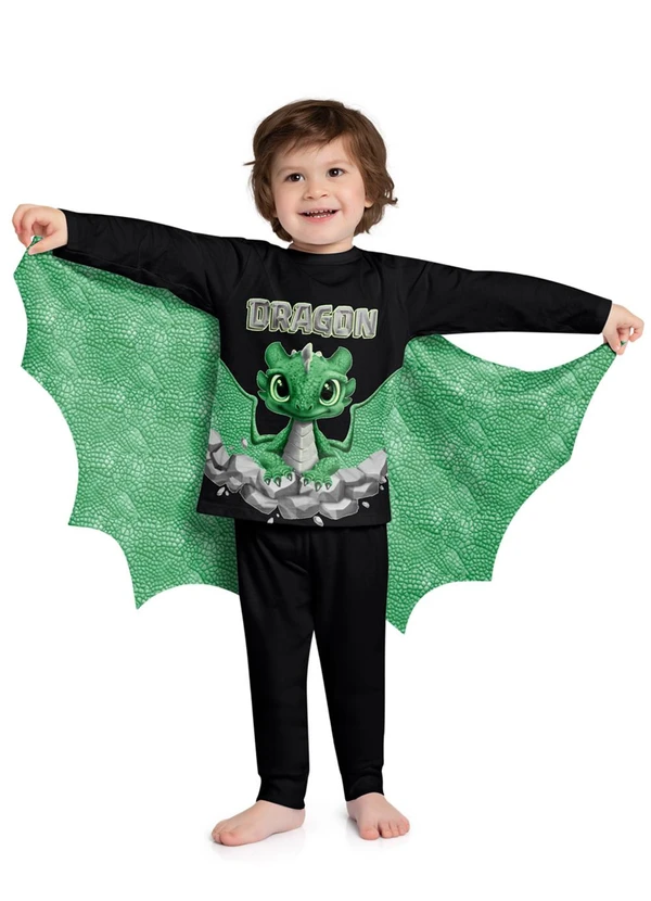 Kyly - Pijama Infantil Menino Brilha no Escuro Preto