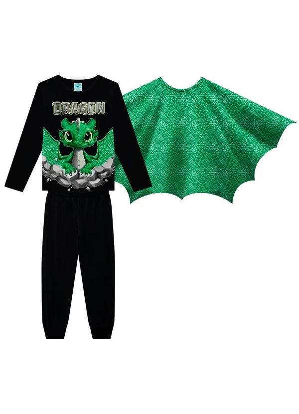 Kyly - Pijama Infantil Menino Brilha no Escuro Preto 2
