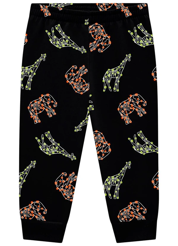 Kyly - Pijama Infantil Menino Brilha no Escuro Preto 3