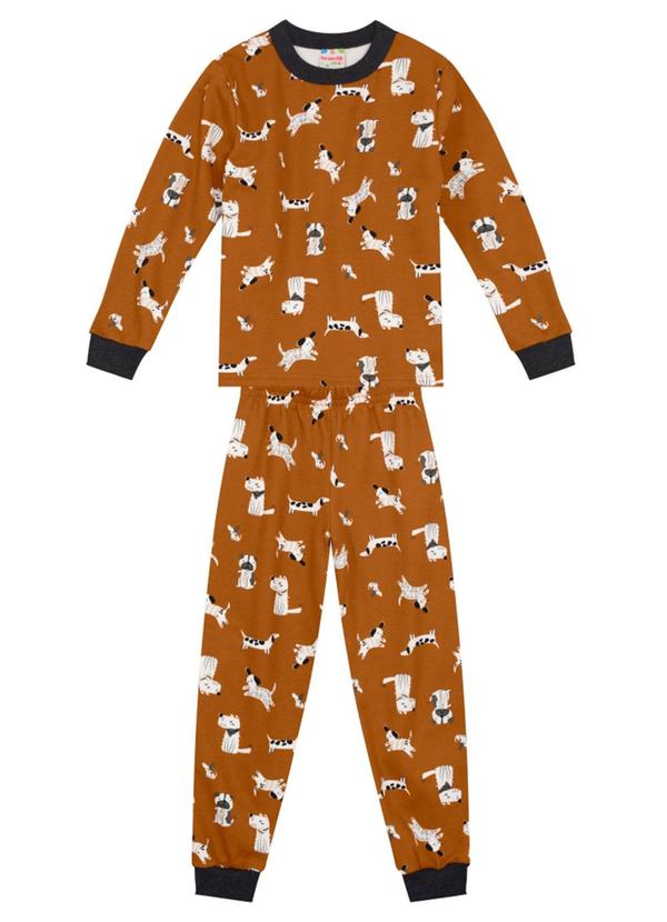 Brandili - Pijama Infantil Menino de Cachorrinhos Marrom