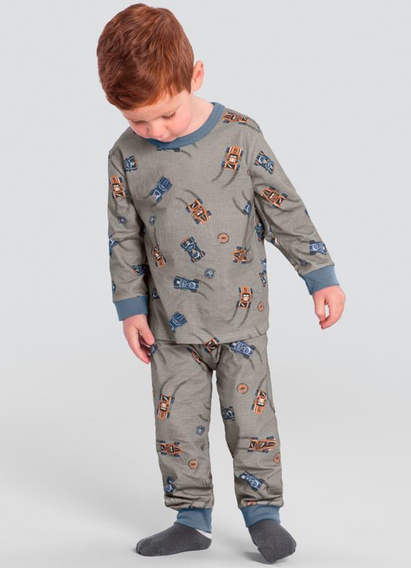 Brandili - Pijama Infantil Menino de Carrinhos Cinza