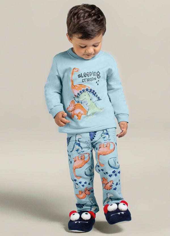 Brandili - Pijama Infantil Menino de Dinossauro Azul