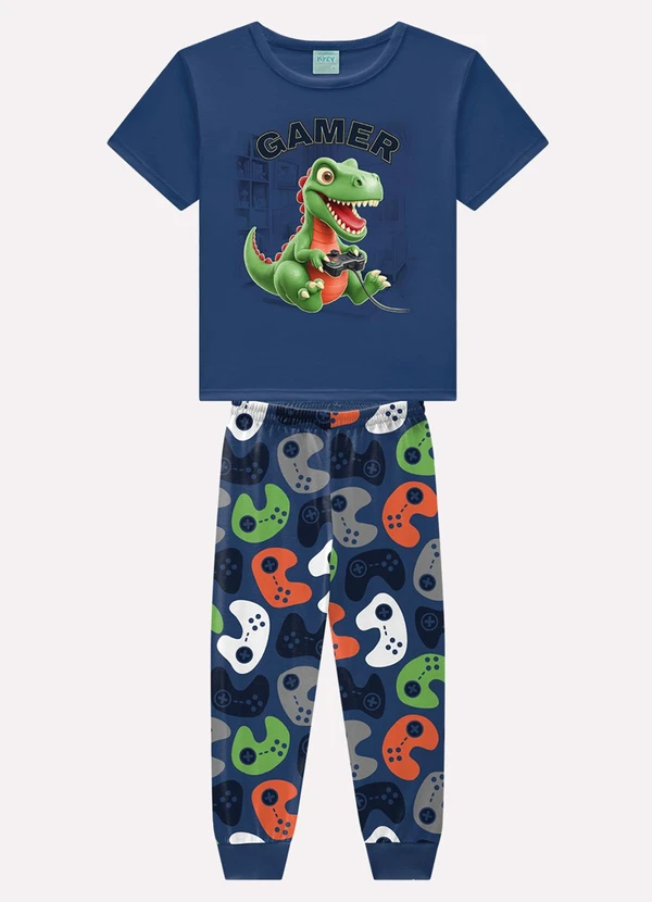 Kyly - Pijama Infantil Menino Dinossauro Azul