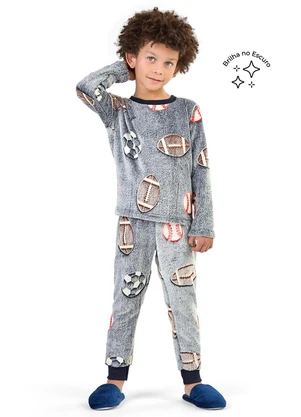 Elian - Pijama Infantil Menino Peluciado Esportes Azul - ELIAN