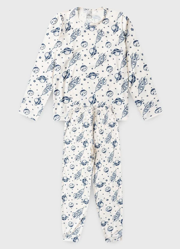 Vida Costeira - Pijama Infantil Sublimado Off Espacial Off White 4