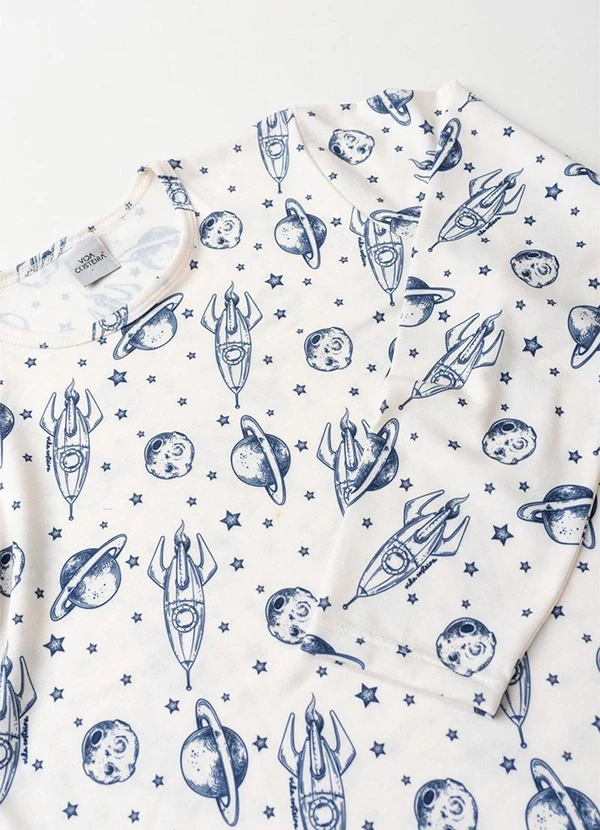 Vida Costeira - Pijama Infantil Sublimado Off Espacial Off White 5
