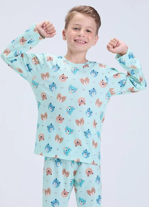 Vida Costeira - Pijama Infantil Sublimado Verde Urso Verde - VIDA COSTEIRA
