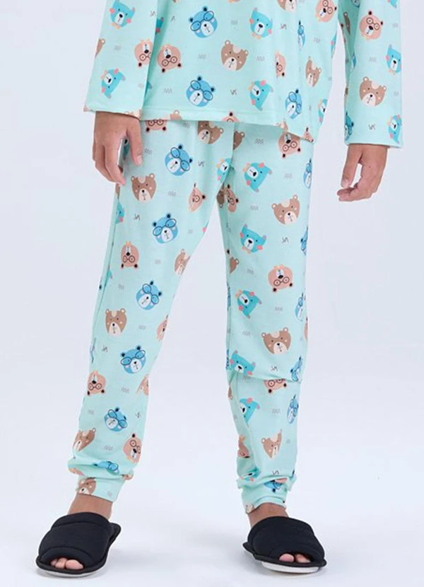 Vida Costeira - Pijama Infantil Sublimado Verde Urso Verde 3