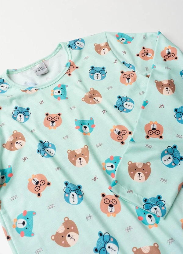 Vida Costeira - Pijama Infantil Sublimado Verde Urso Verde 5