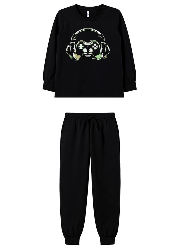 Malwee Kids - Pijama Jogger Gamer Preto