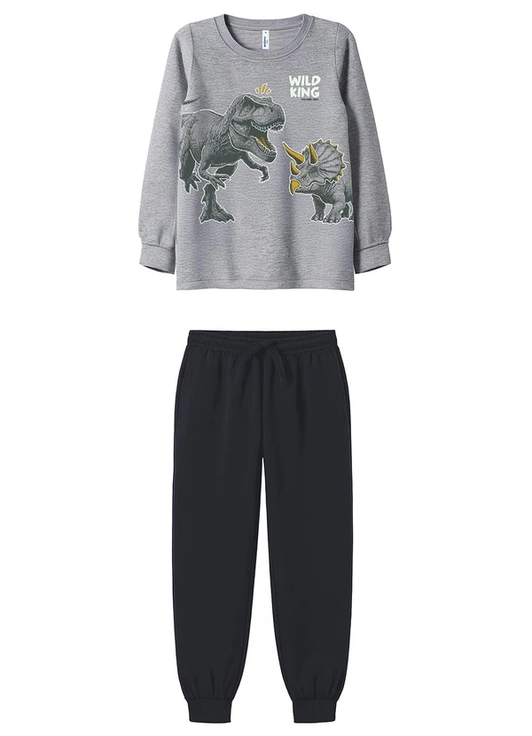 Malwee Kids - Pijama Jogger Wild King Cinza