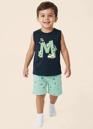 Malwee Kids - Pijama Letra M Veículos Azul Marinho - MALWEE KIDS