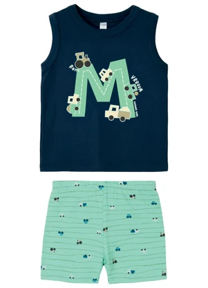 Malwee Kids - Pijama Letra M Veículos Azul Marinho - MALWEE KIDS