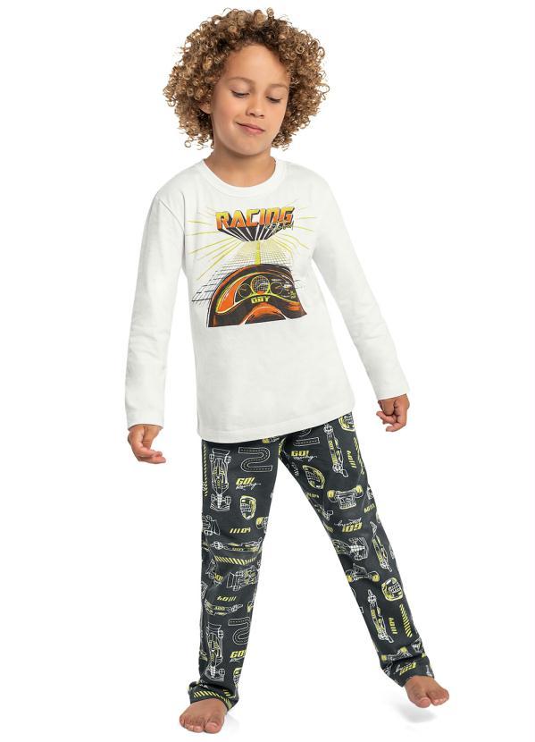 Quimby - Pijama Longo com Camiseta e Calça Branco