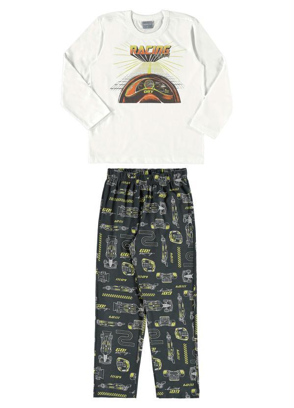 Quimby - Pijama Longo com Camiseta e Calça Branco 2