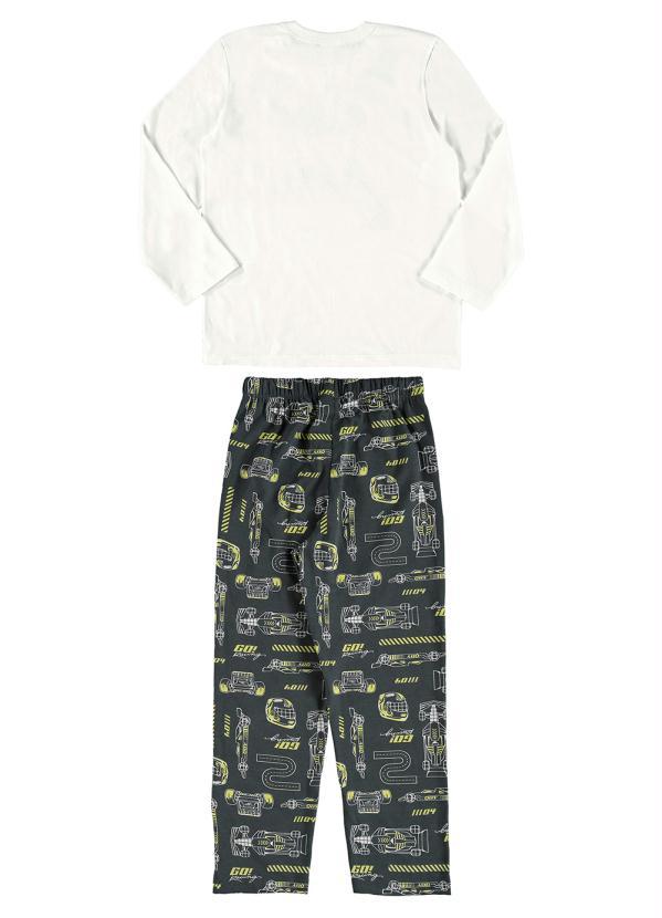 Quimby - Pijama Longo com Camiseta e Calça Branco 3