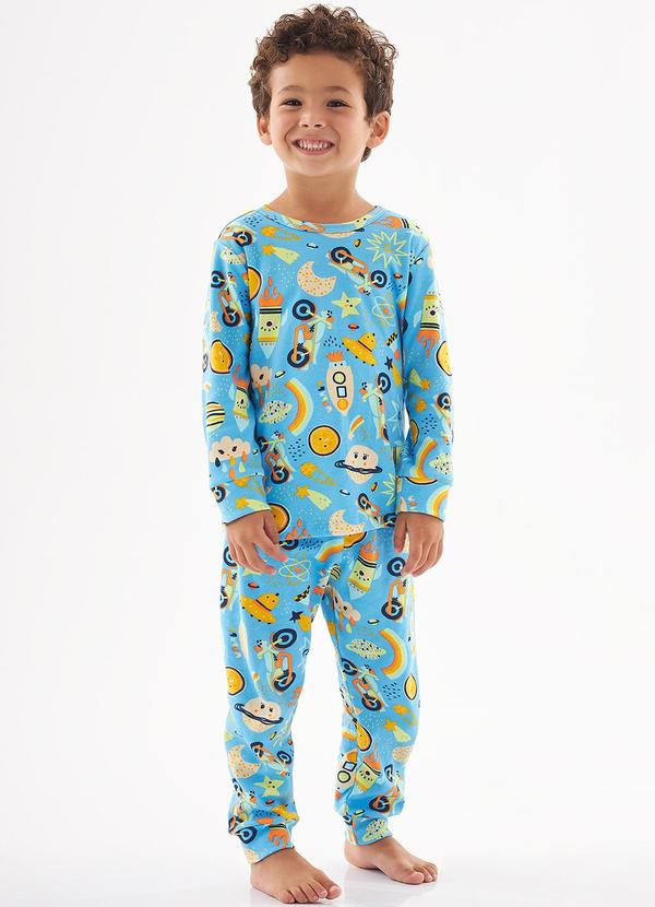 Up Baby - Pijama Longo Infantil Masculino Azul 1