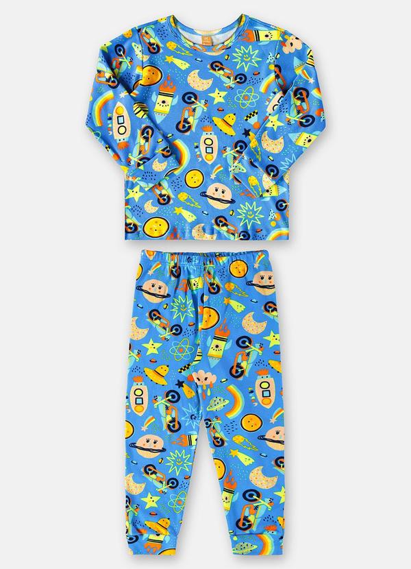 Up Baby - Pijama Longo Infantil Masculino Azul 2