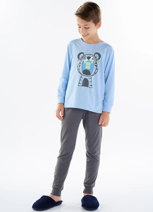 Pulla Bulla - Pijama Meia Malha  Azul - PULLA BULLA