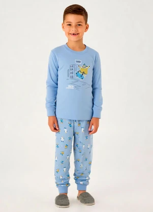 Pulla Bulla - Pijama Meia Malha Azul - PULLA BULLA