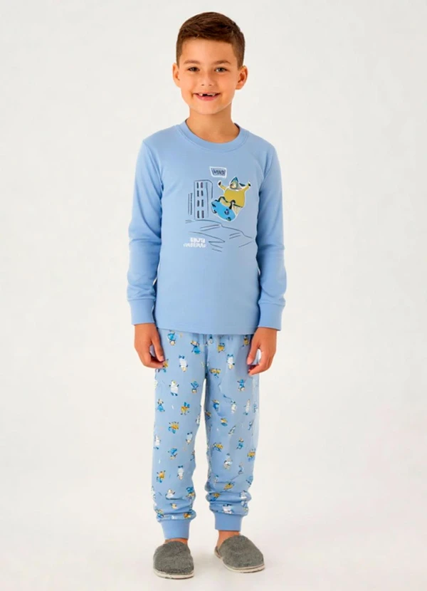 Pulla Bulla - Pijama Meia Malha Azul