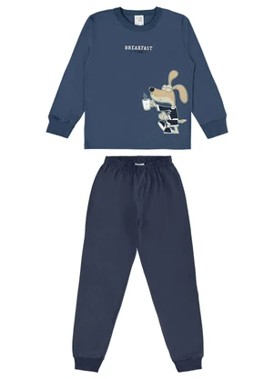 Pulla Bulla - Pijama Meia Malha Azul - PULLA BULLA