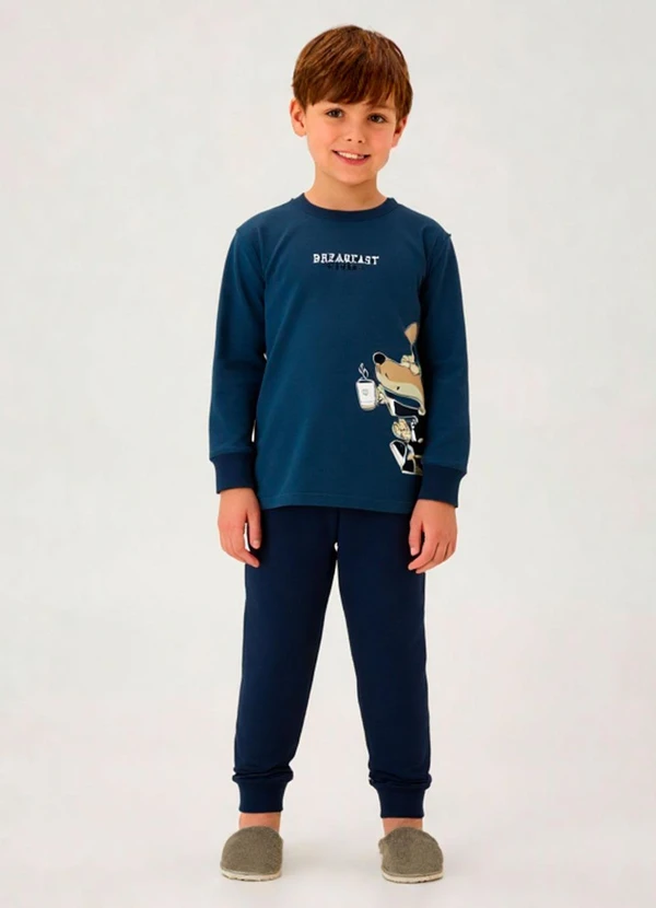 Pulla Bulla - Pijama Meia Malha Azul