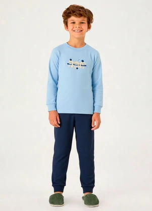 Pulla Bulla - Pijama Meia Malha Azul - PULLA BULLA