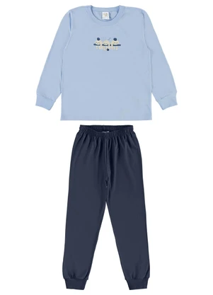 Pulla Bulla - Pijama Meia Malha Azul - PULLA BULLA