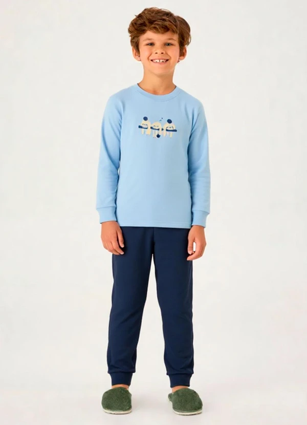 Pulla Bulla - Pijama Meia Malha Azul