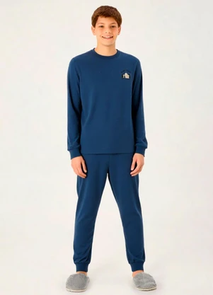 Pulla Bulla - Pijama Meia Malha Azul - PULLA BULLA