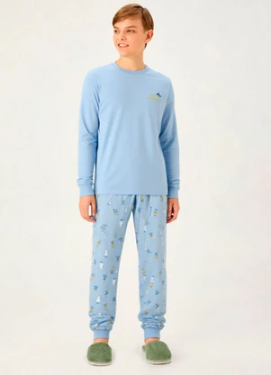 Pulla Bulla - Pijama Meia Malha Azul - PULLA BULLA
