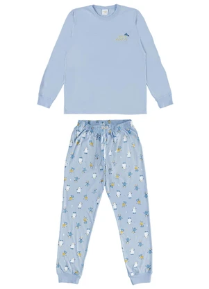 Pulla Bulla - Pijama Meia Malha Azul - PULLA BULLA