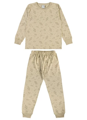Pulla Bulla - Pijama Meia Malha Marrom - PULLA BULLA