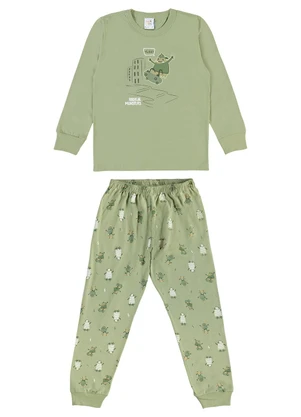 Pulla Bulla - Pijama Meia Malha Verde - PULLA BULLA
