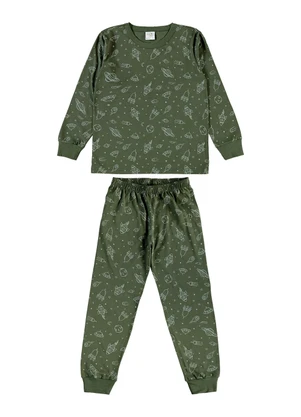 Pulla Bulla - Pijama Meia Malha Verde - PULLA BULLA